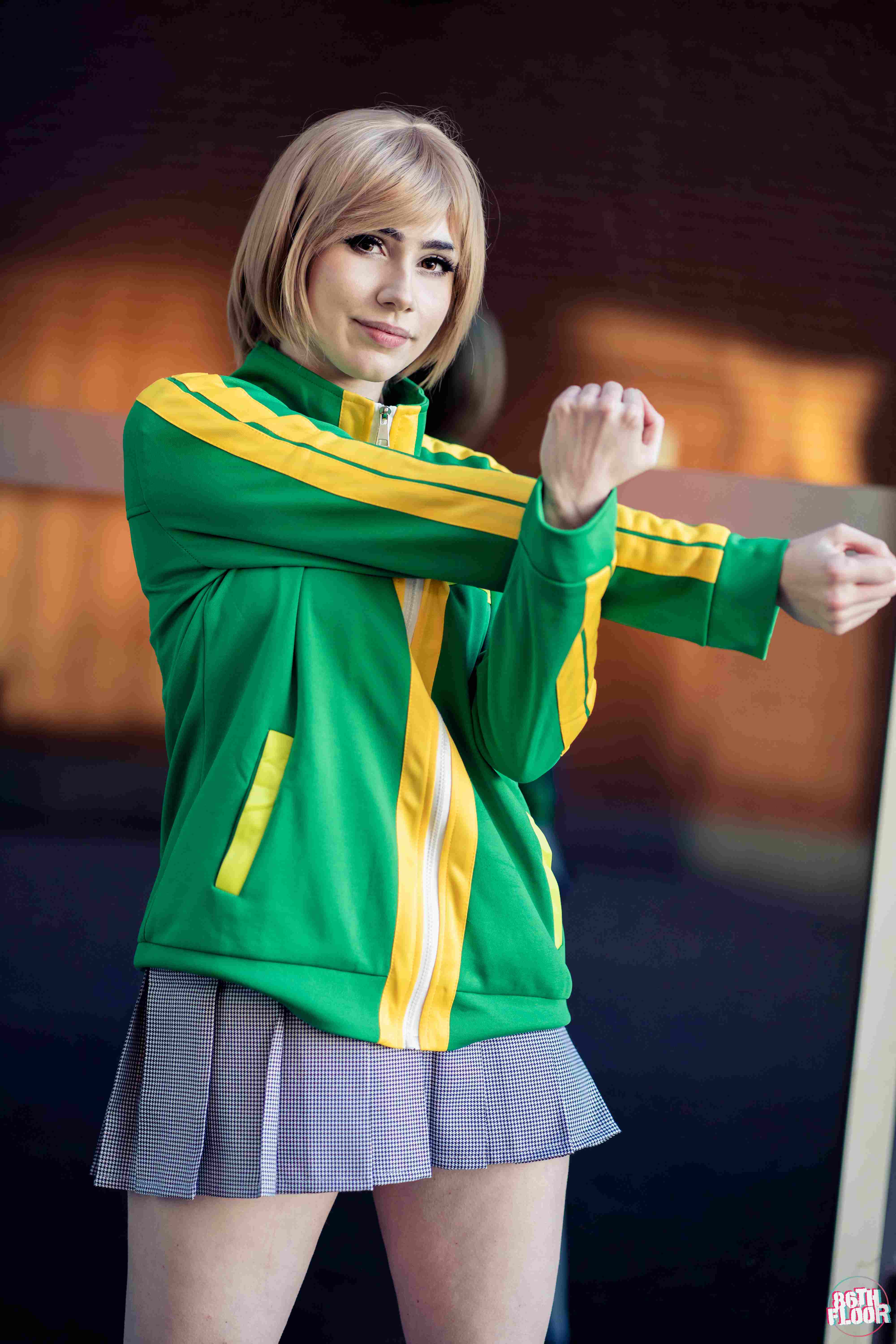 Chie Satonaka cosplayer from Persona 4 at MCM October Comic Con 