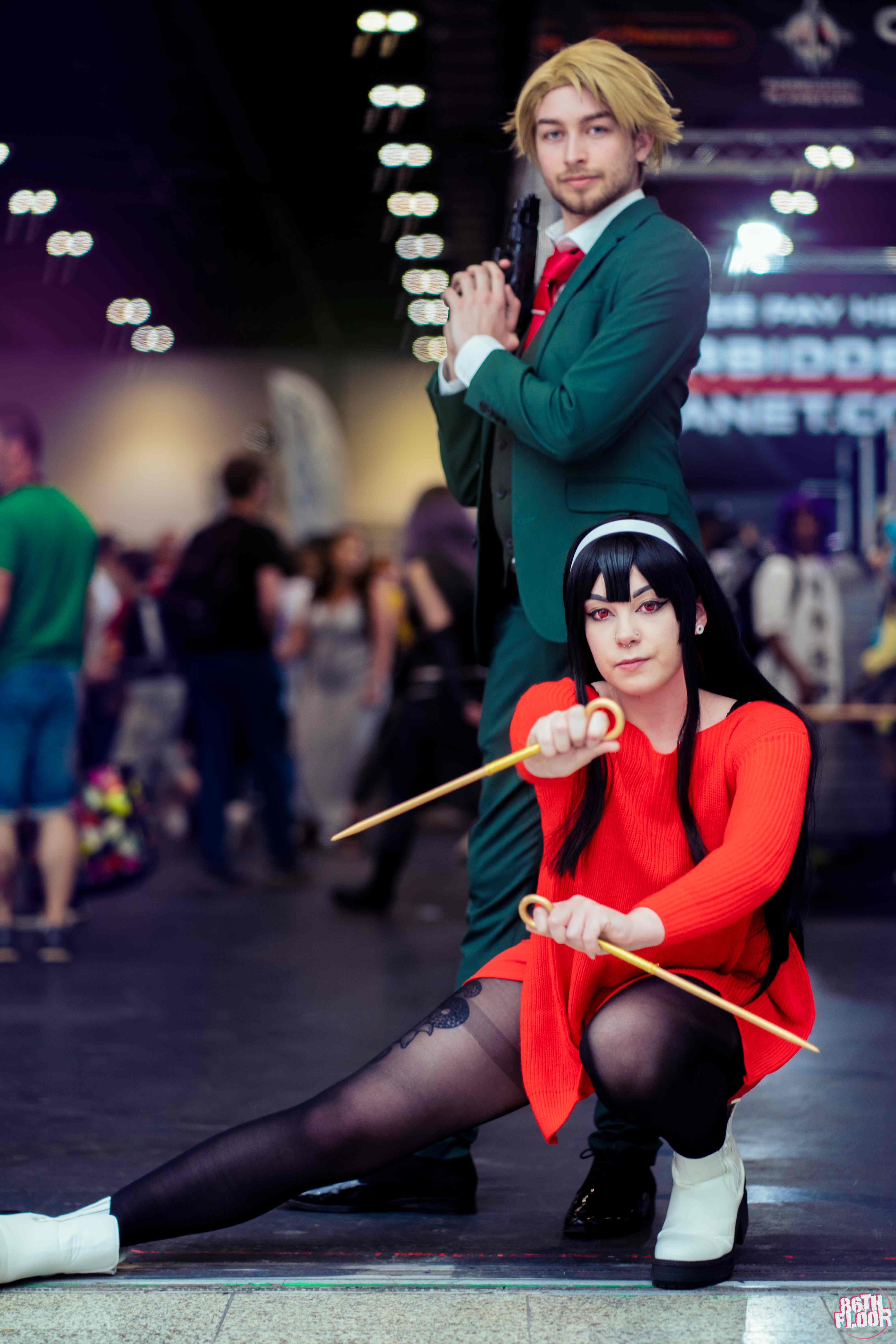 Loid and Yor Forger cosplayers from Spy x Family from MCM London ComicCon May 2022