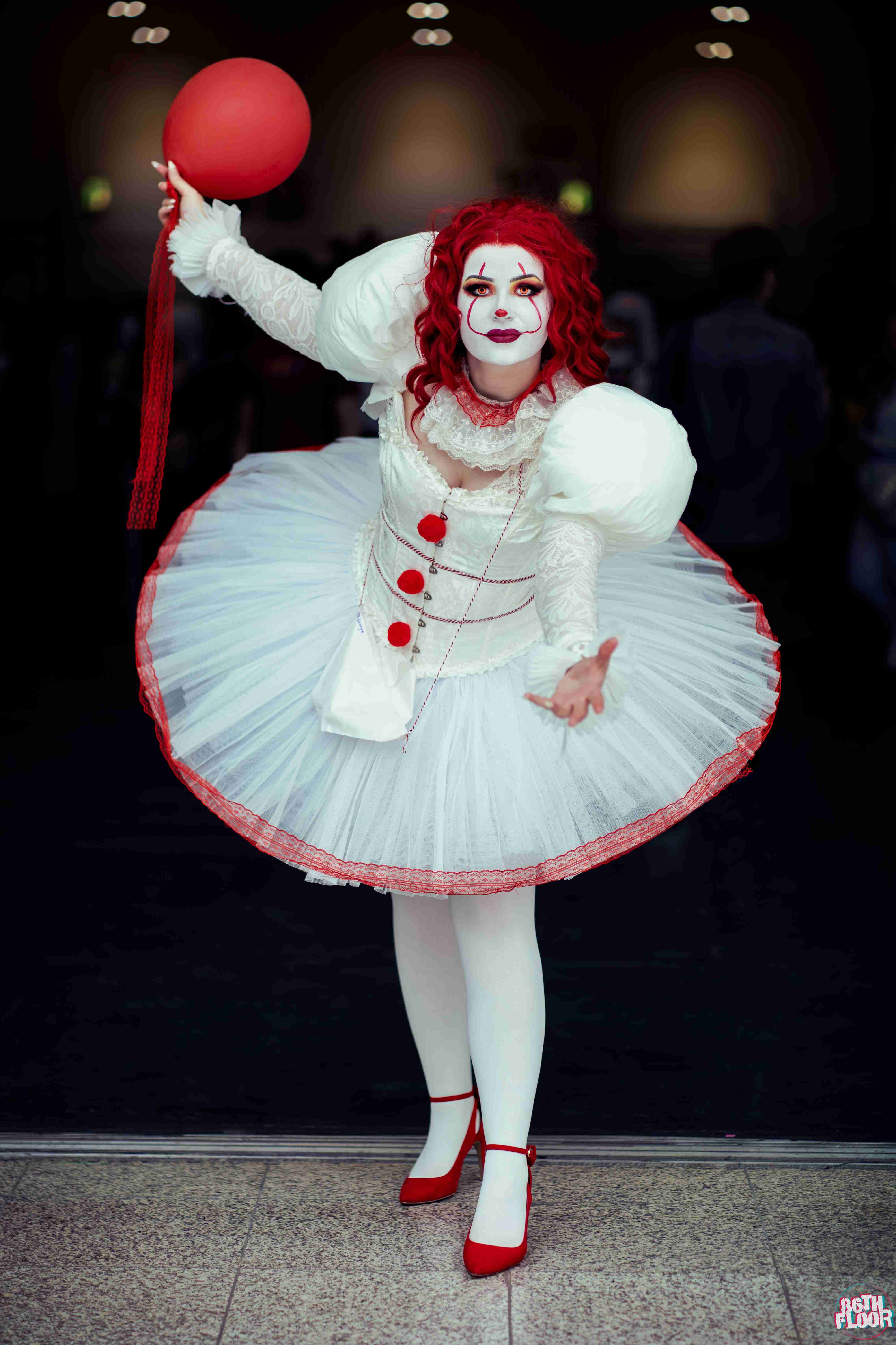 Pennywise cosplayer from It from MCM London ComicCon May 2022