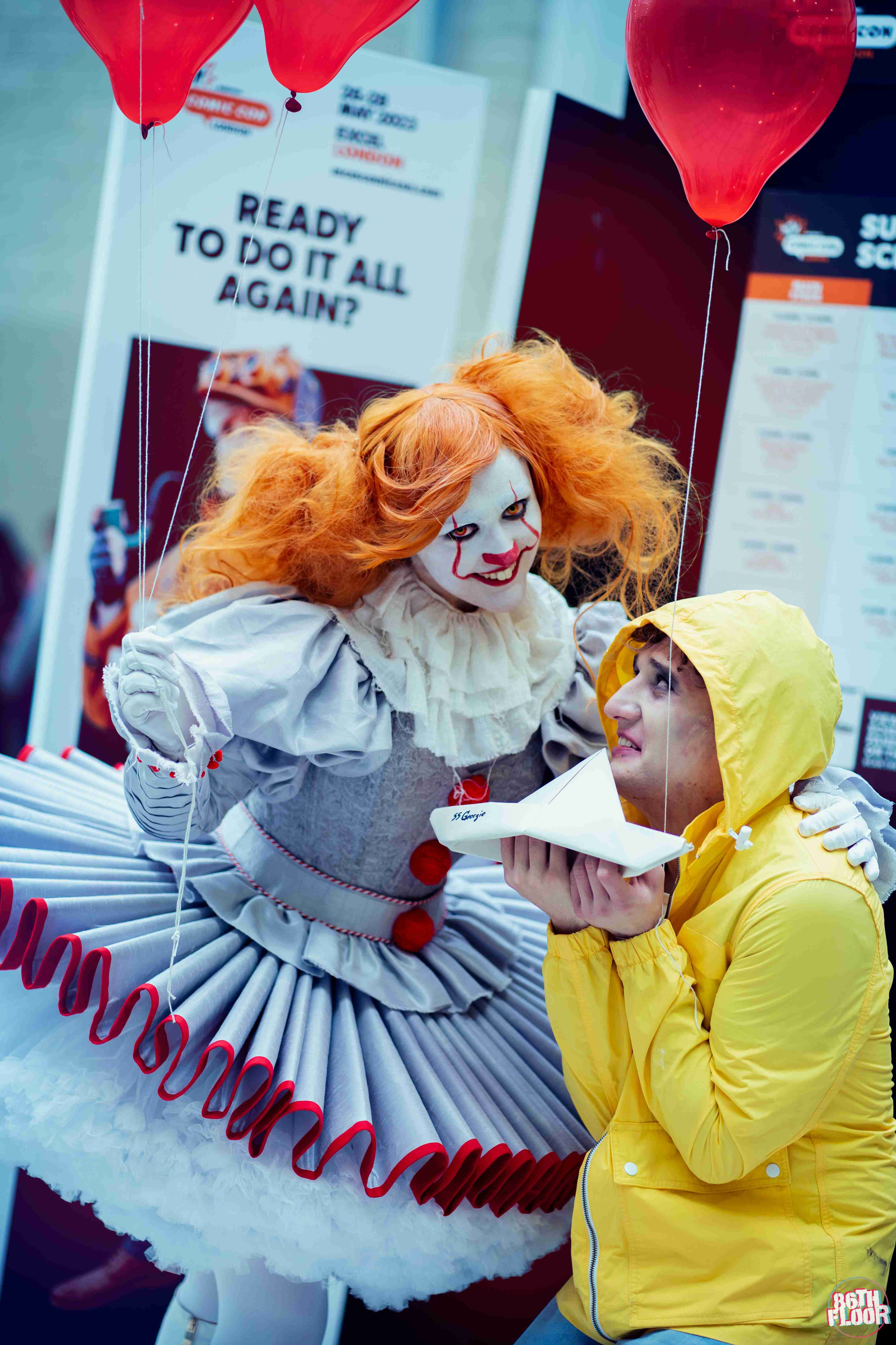 Pennywise and Georgie cosplayers from MCM London Comic Con October 2022