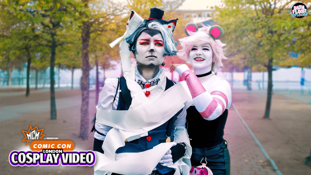 Hazbin Hotel Cosplayers Husk and Angel at MCM London October 2025